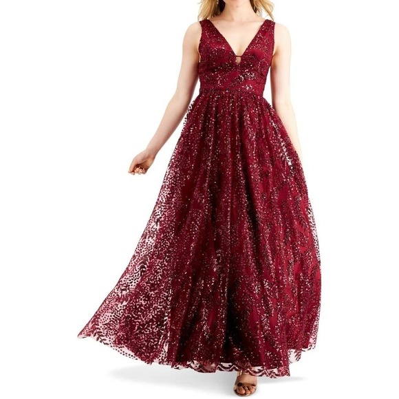 Blondie Nites Dresses & Skirts - Blondie Nites Wine Gown Sequin Formal Party Size 13 Prom Elegant Evening NWT